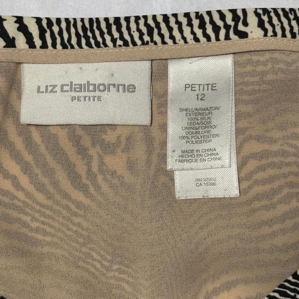 Vintage Liz Claiborne Petite 100% Silk Zebra Print Skirt - Picture 5 of 6